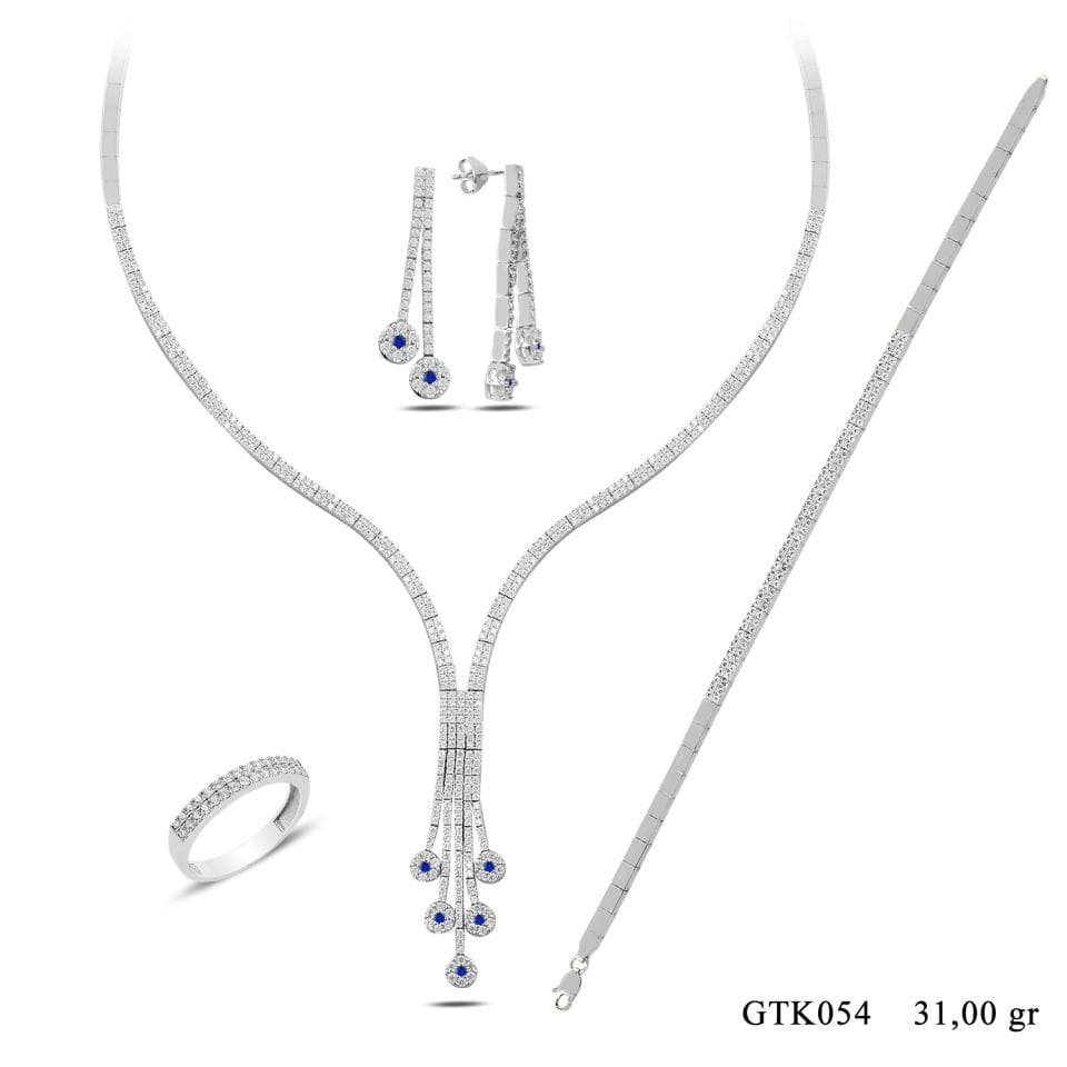 BARIŞ TAKI 925 Ayar Gümüş 2 Sıra Salkım Su Yolu Set