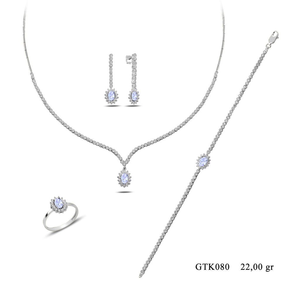 BARIŞ TAKI 925 Ayar Gümüş Anturaj V Model Su Yolu Set