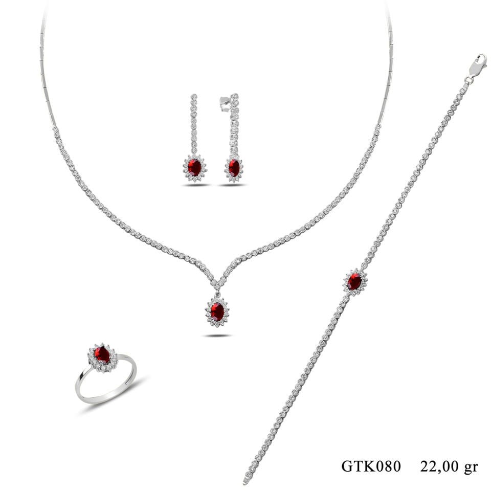 BARIŞ TAKI 925 Ayar Gümüş Anturaj V Model Su Yolu Set