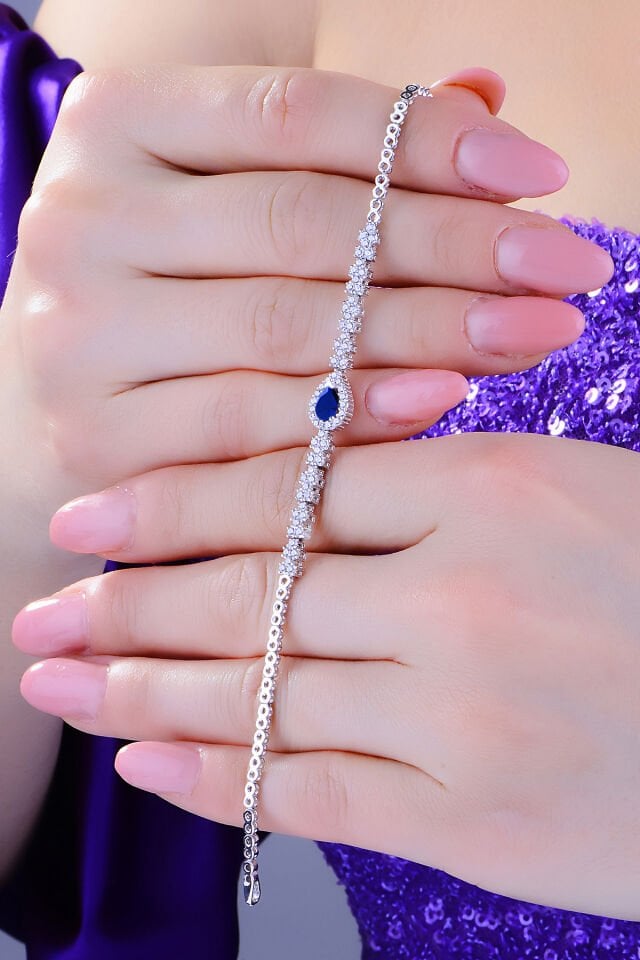 BARIŞ TAKI 925 Ayar Gümüş Damla Montör Su Yolu Bayan Düğün Seti