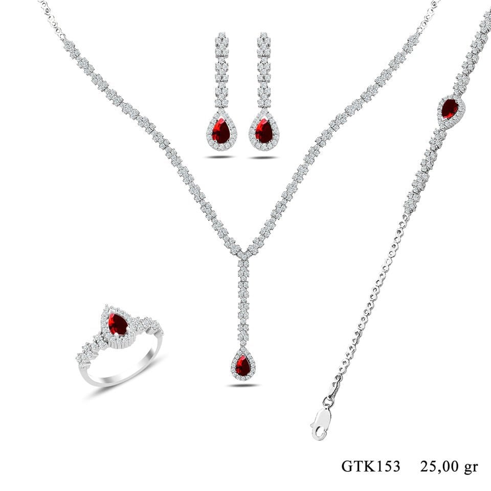 BARIŞ TAKI 925 Ayar Gümüş Damla Montör Su Yolu Bayan Düğün Seti