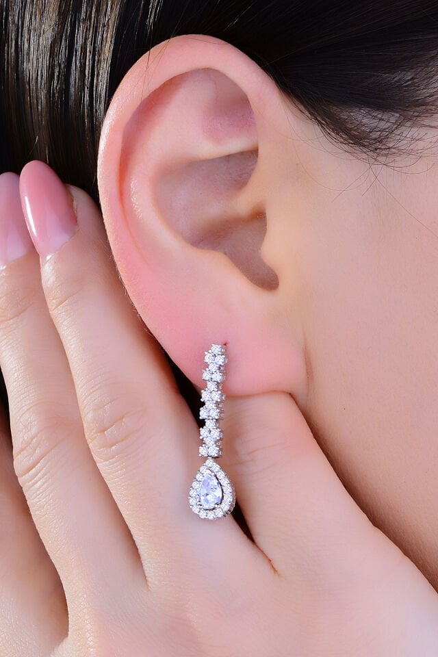 BARIŞ TAKI 925 Ayar Gümüş Damla Montör Su Yolu Bayan Düğün Seti