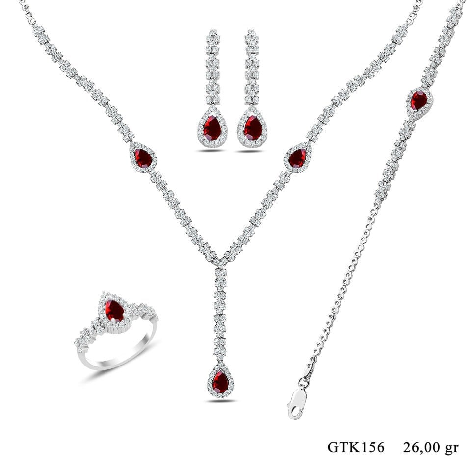 BARIŞ TAKI 925 Ayar Gümüş Damla Montör Su Yolu Bayan Düğün Seti