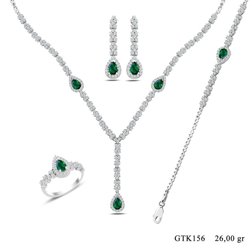 BARIŞ TAKI 925 Ayar Gümüş Damla Montör Su Yolu Bayan Düğün Seti