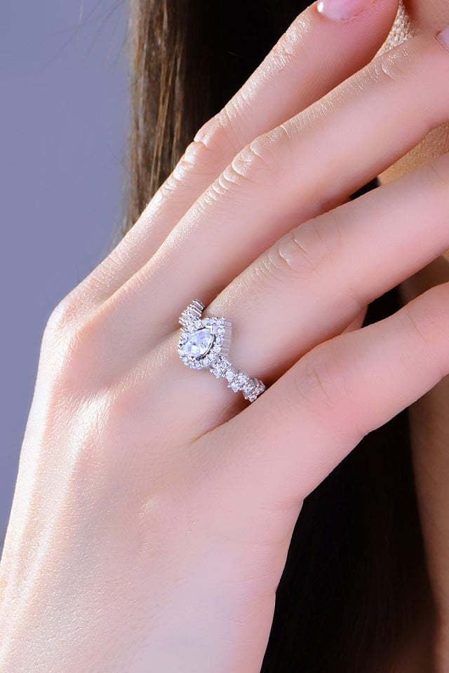 BARIŞ TAKI 925 Ayar Gümüş Damla Montör Su Yolu Bayan Düğün Seti