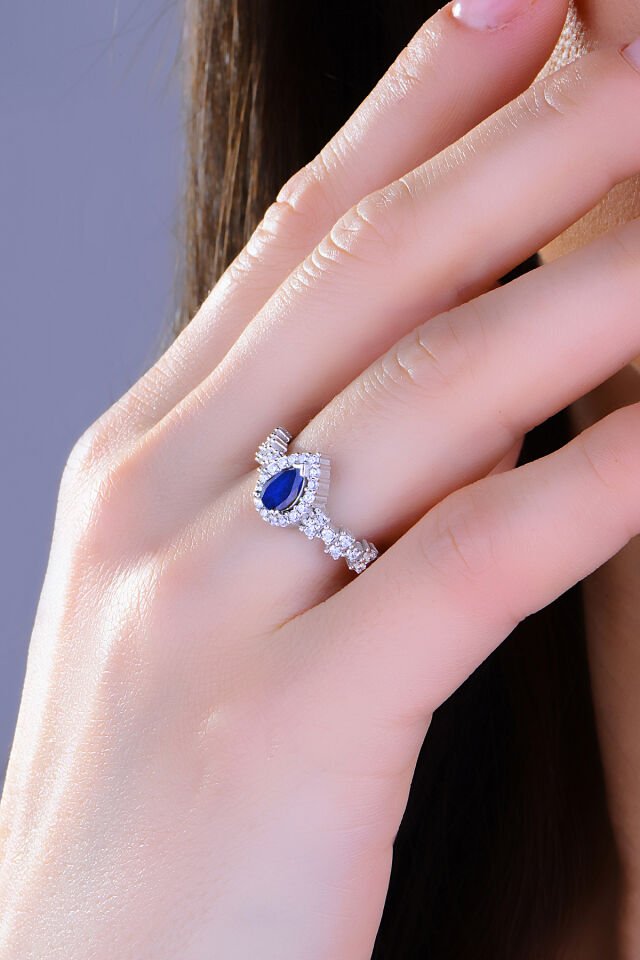 BARIŞ TAKI 925 Ayar Gümüş Damla Montör Su Yolu Bayan Düğün Seti