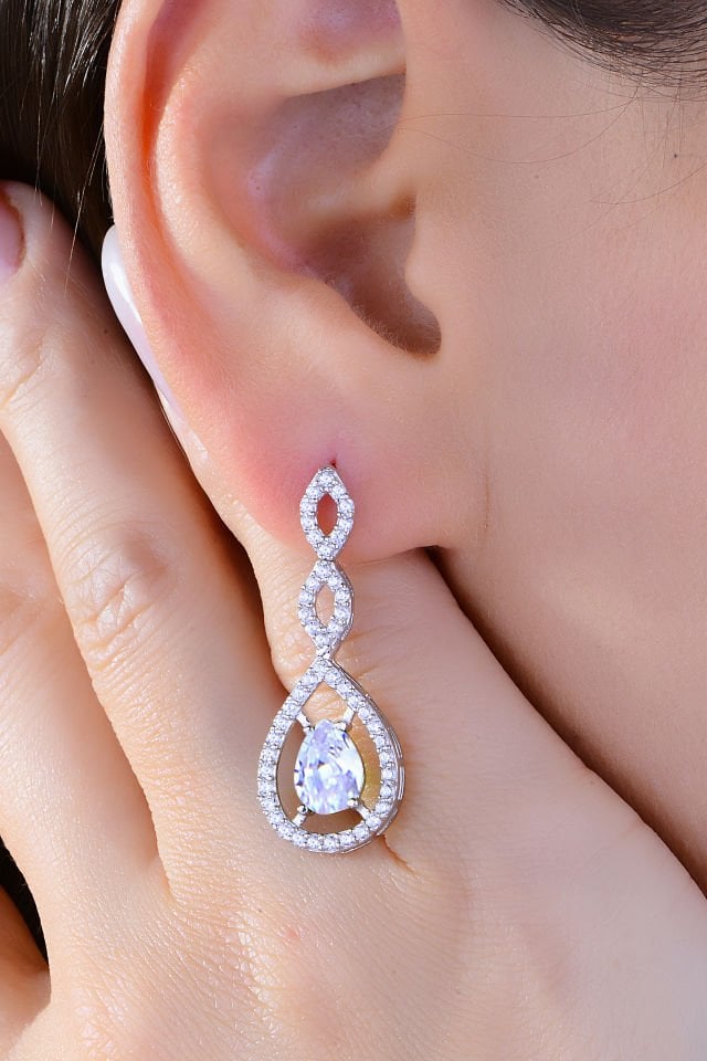 BARIŞ TAKI 925 Ayar Gümüş Damla Taşlı Su Yolu Set