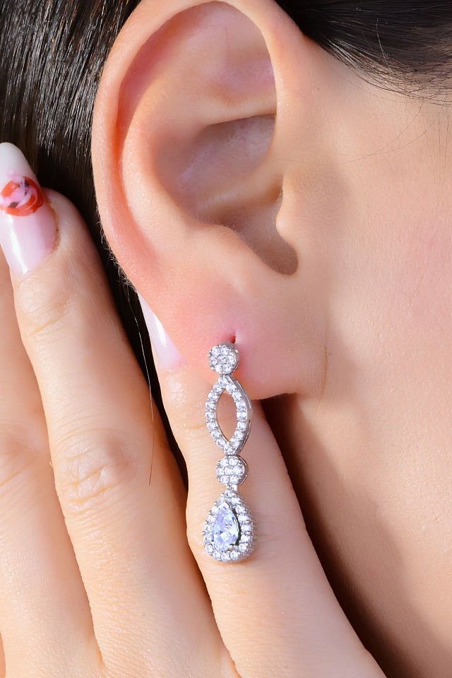 BARIŞ TAKI 925 Ayar Gümüş Damla Taşlı Su Yolu Set