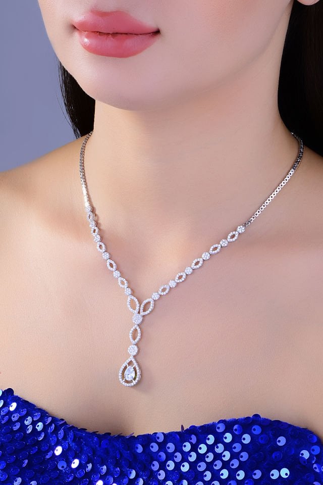 BARIŞ TAKI 925 Ayar Gümüş Damla Taşlı Su Yolu Set