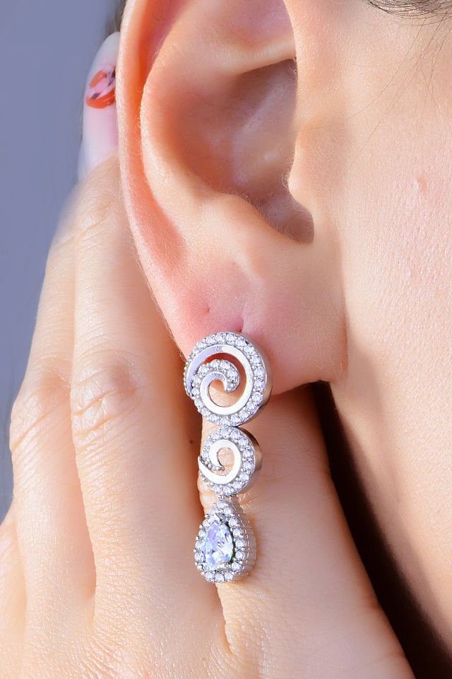 BARIŞ TAKI 925 Ayar Gümüş Hürrem Damla Salkım Pırlanta Montör Su Yolu Set