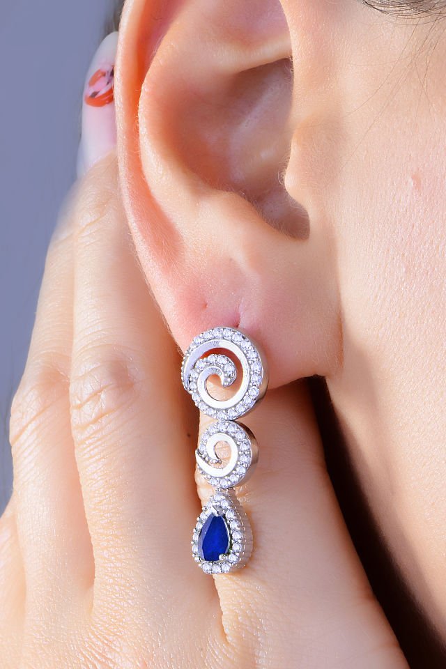 BARIŞ TAKI 925 Ayar Gümüş Hürrem Damla Salkım Pırlanta Montör Su Yolu Set