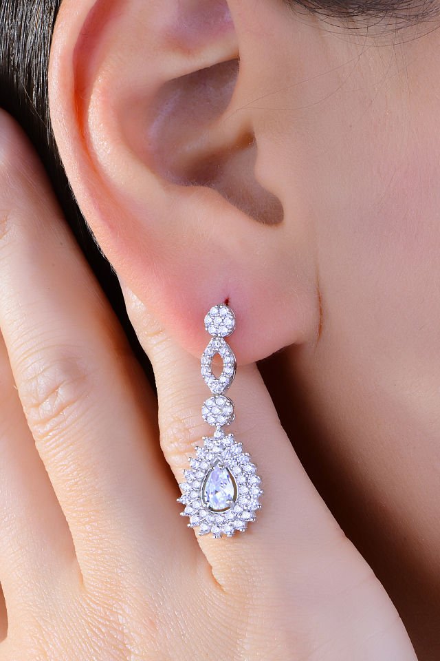 BARIŞ TAKI 925 Ayar Gümüş Hürrem Damla Pırlanta Montör Su Yolu Set