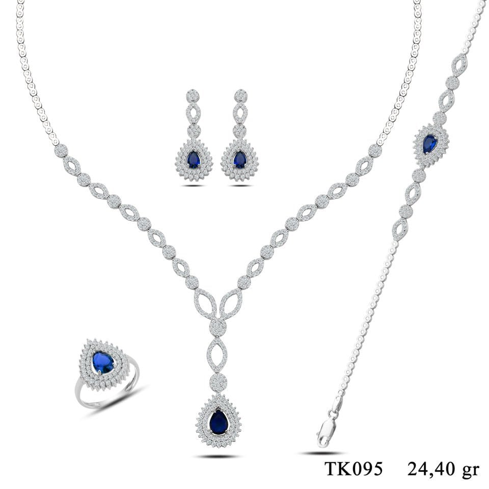 BARIŞ TAKI 925 Ayar Gümüş Hürrem Damla Pırlanta Montör Su Yolu Set