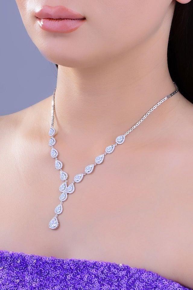 BARIŞ TAKI 925 Ayar Gümüş Damla Pırlanta Montör Su Yolu Set