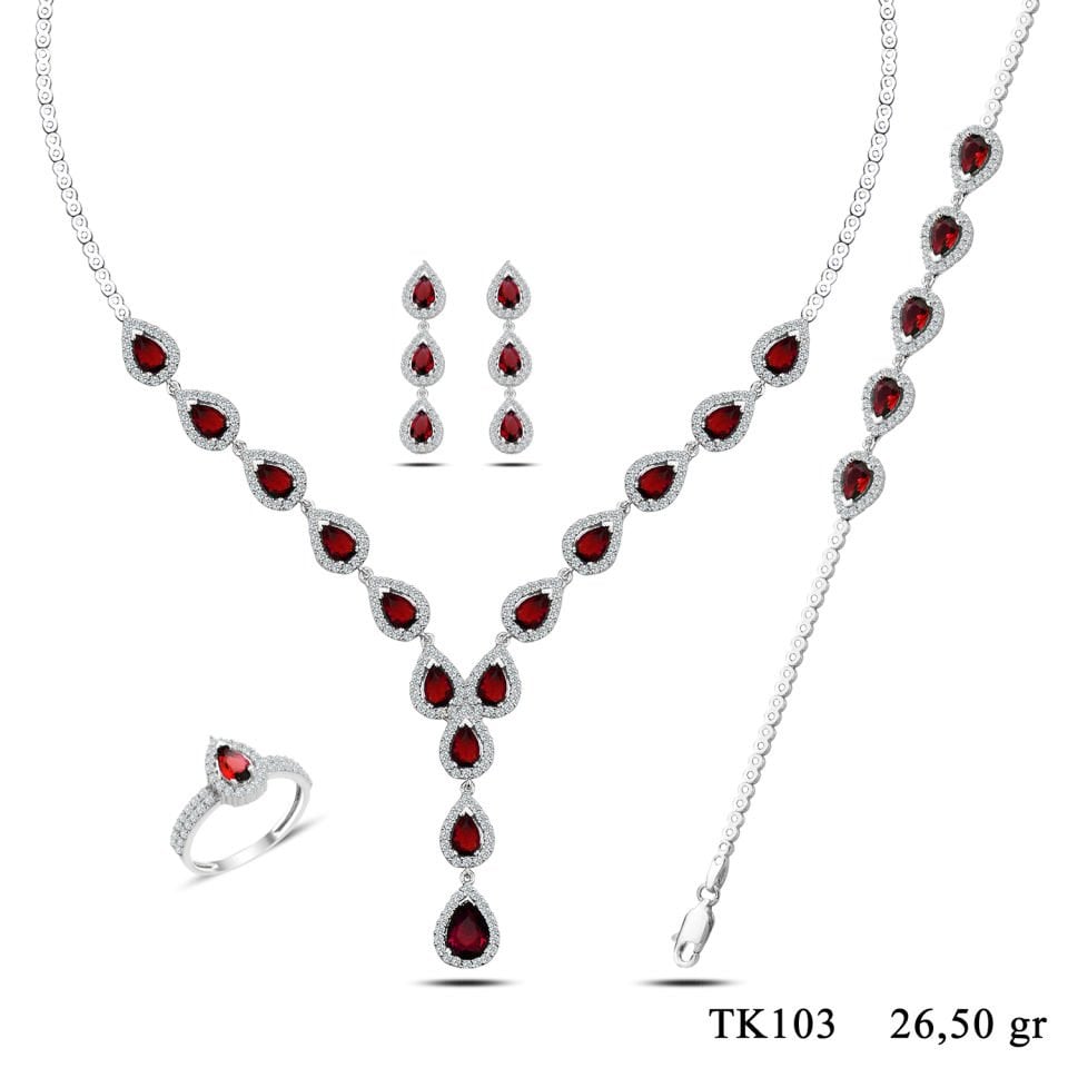 BARIŞ TAKI 925 Ayar Gümüş Damla Pırlanta Montör Su Yolu Set