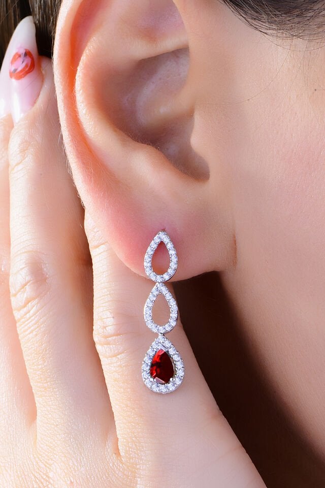 BARIŞ TAKI 925 Ayar Gümüş Damla Çift Salkım Su Yolu Set