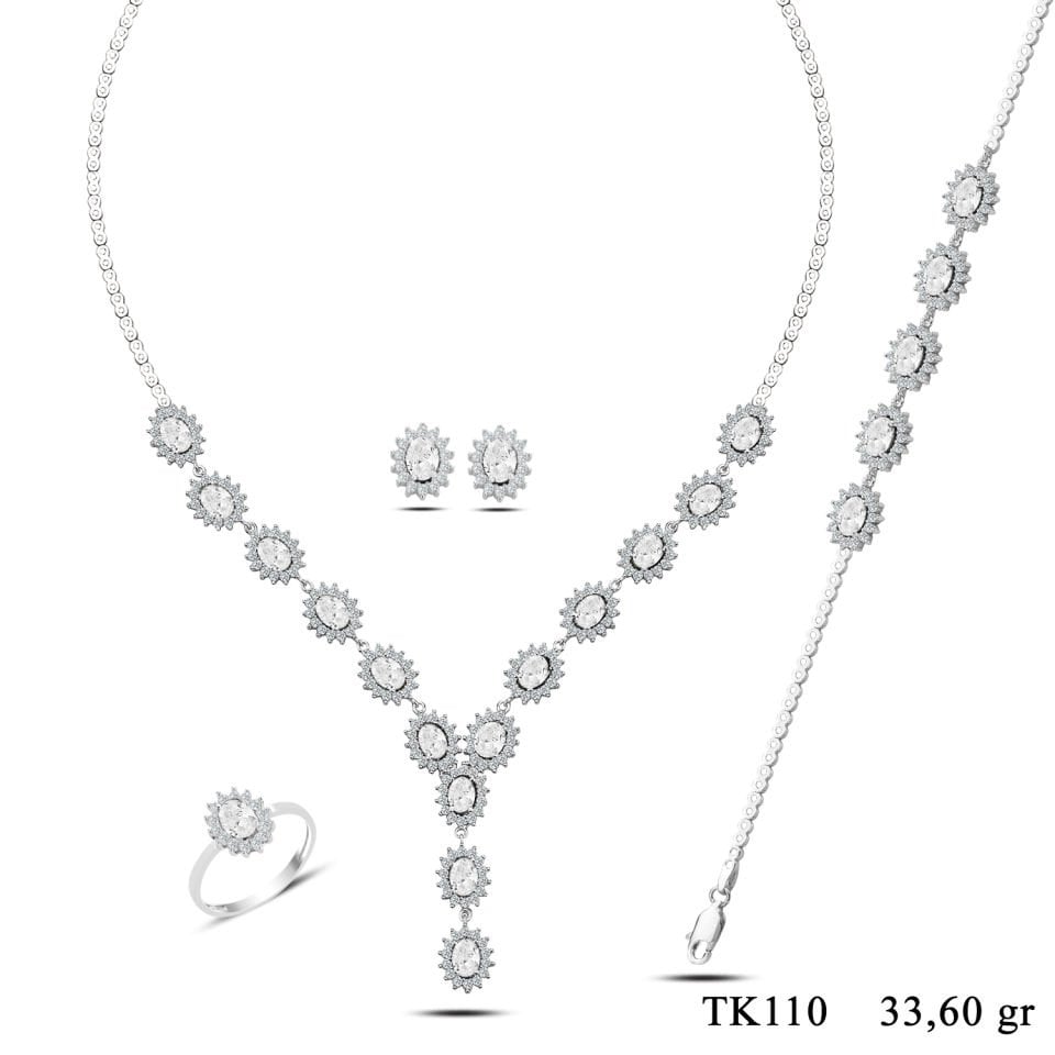 BARIŞ TAKI 925 Ayar Gümüş  Pırlanta Montör Su Yolu Set