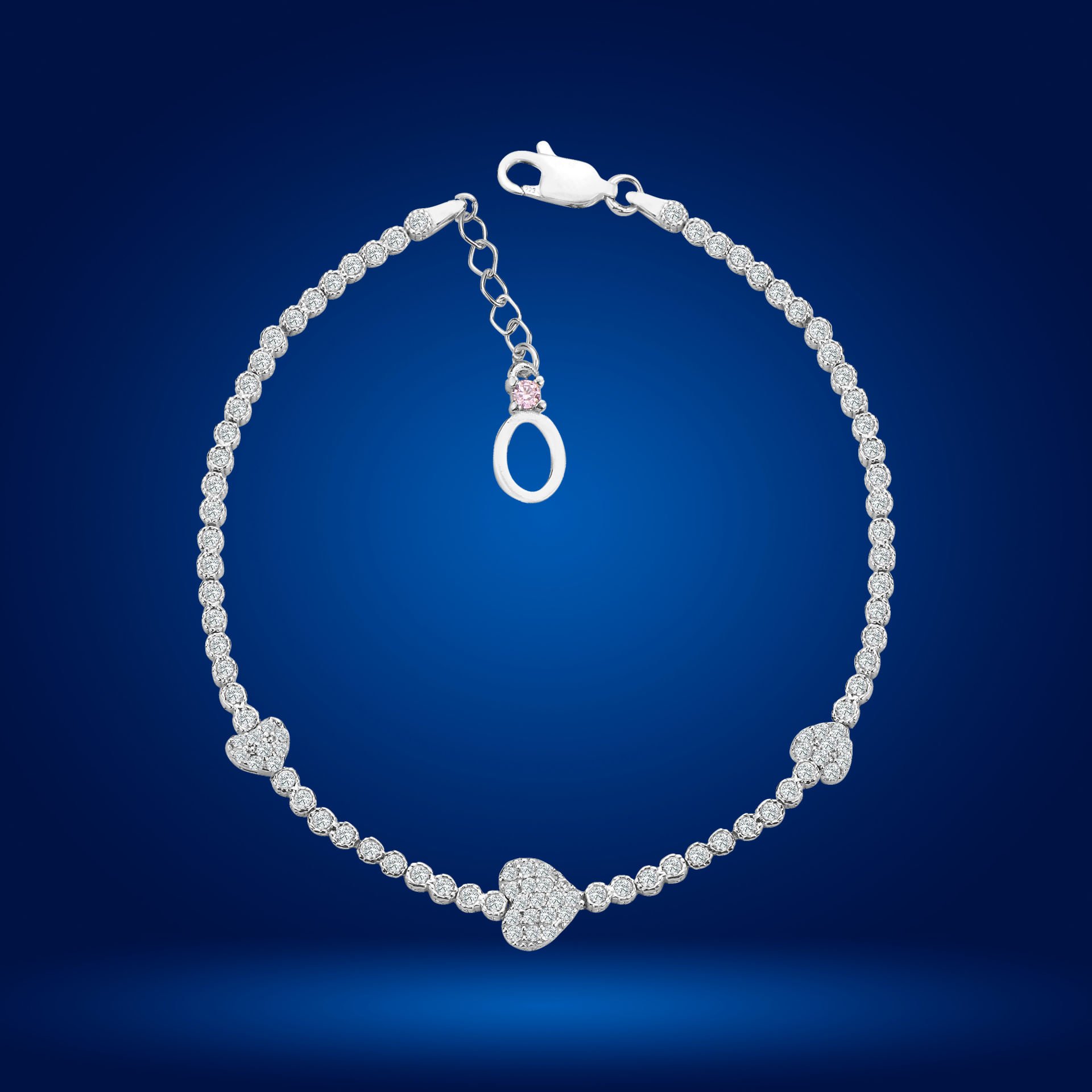 925 Ayar Gümüş Kalp Model Zincir Harfli Su Yolu Bileklik Ö