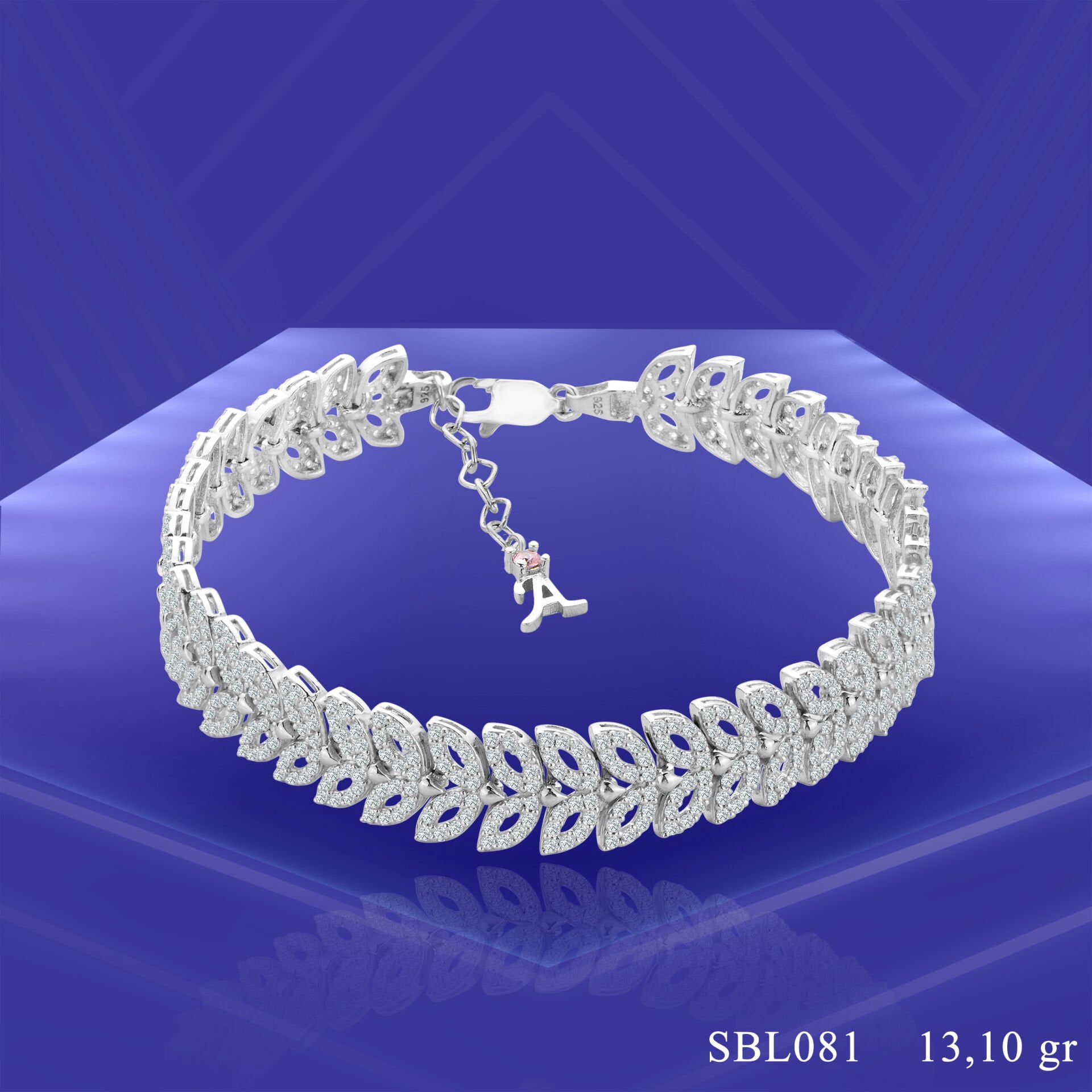 925 Ayar Gümüş Kelebek Model Harfli Su Yolu Bileklik