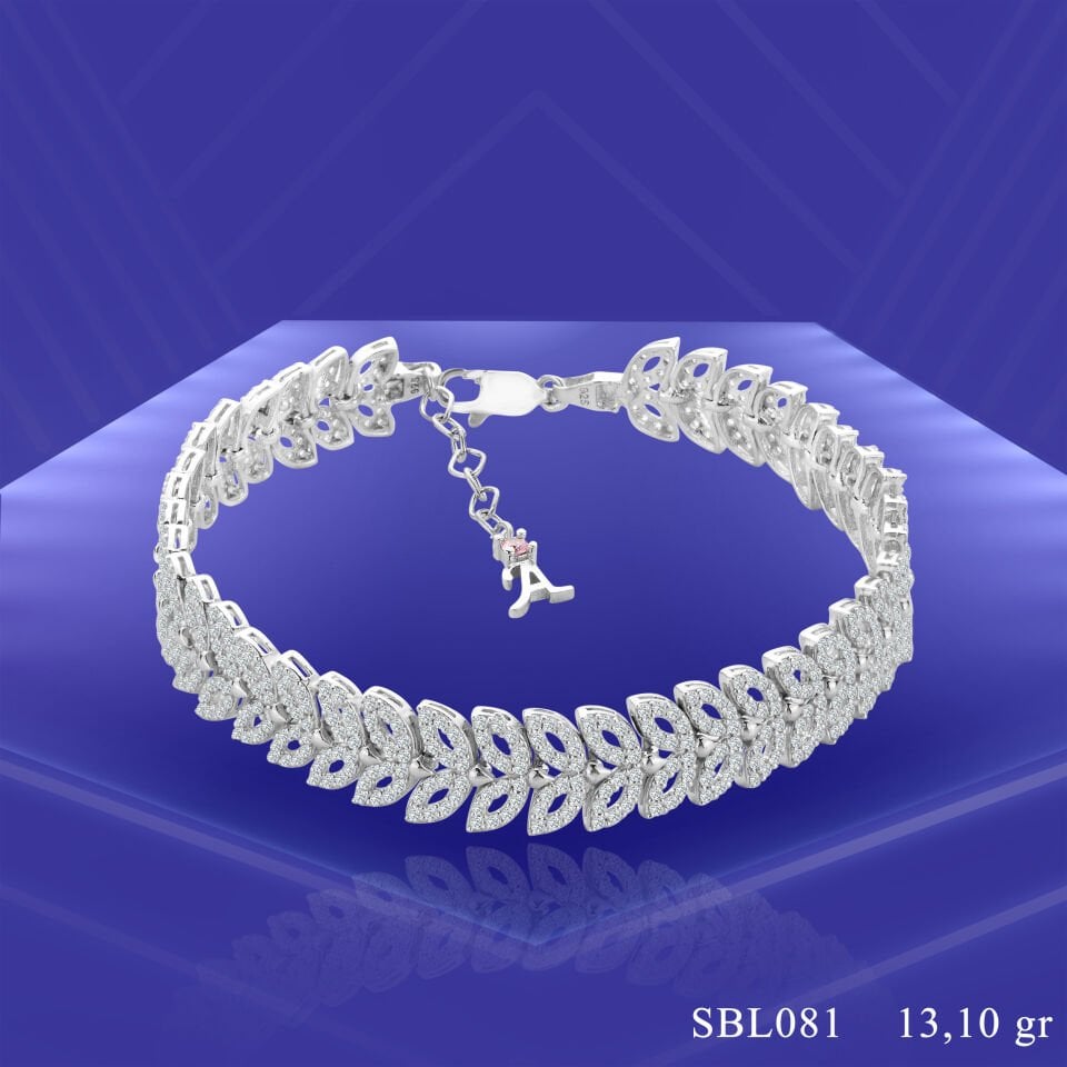 925 Ayar Gümüş Kelebek Model Harfli Su Yolu Bileklik