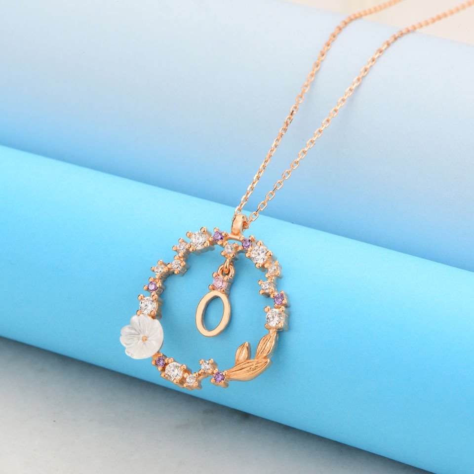 925 Ayar Gümüş Papatya Harfli Hayalet Kolye O