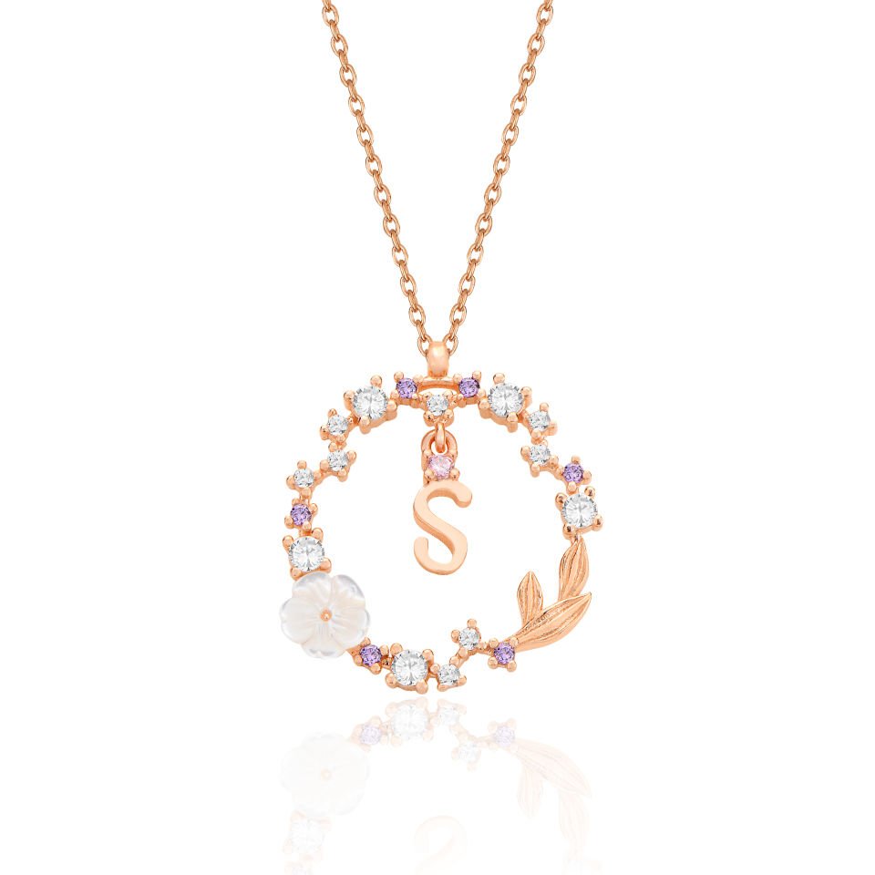 925 Ayar Gümüş Papatya Harfli Hayalet Kolye S