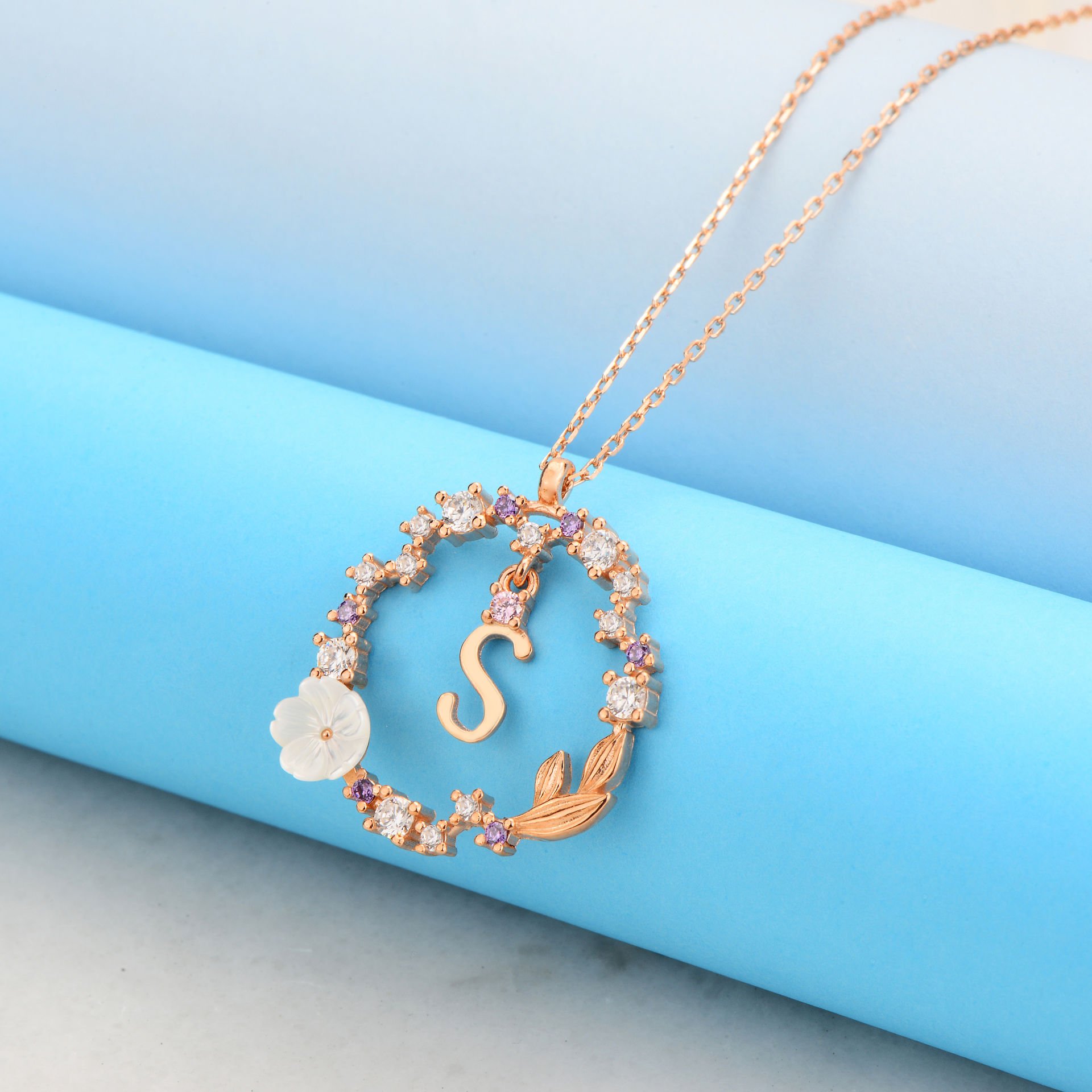 925 Ayar Gümüş Papatya Harfli Hayalet Kolye S