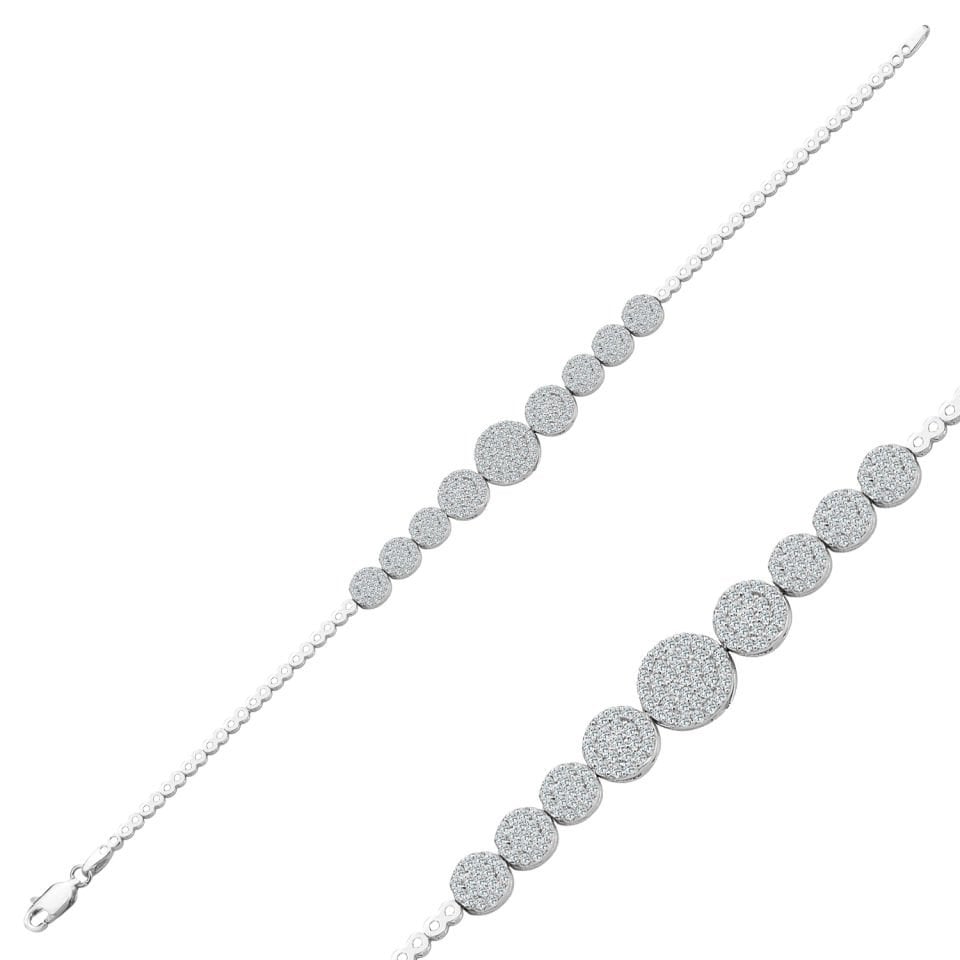 925 Ayar Gümüş Pırlanta Montürlü Zincir Harfli Su Yolu Bileklik