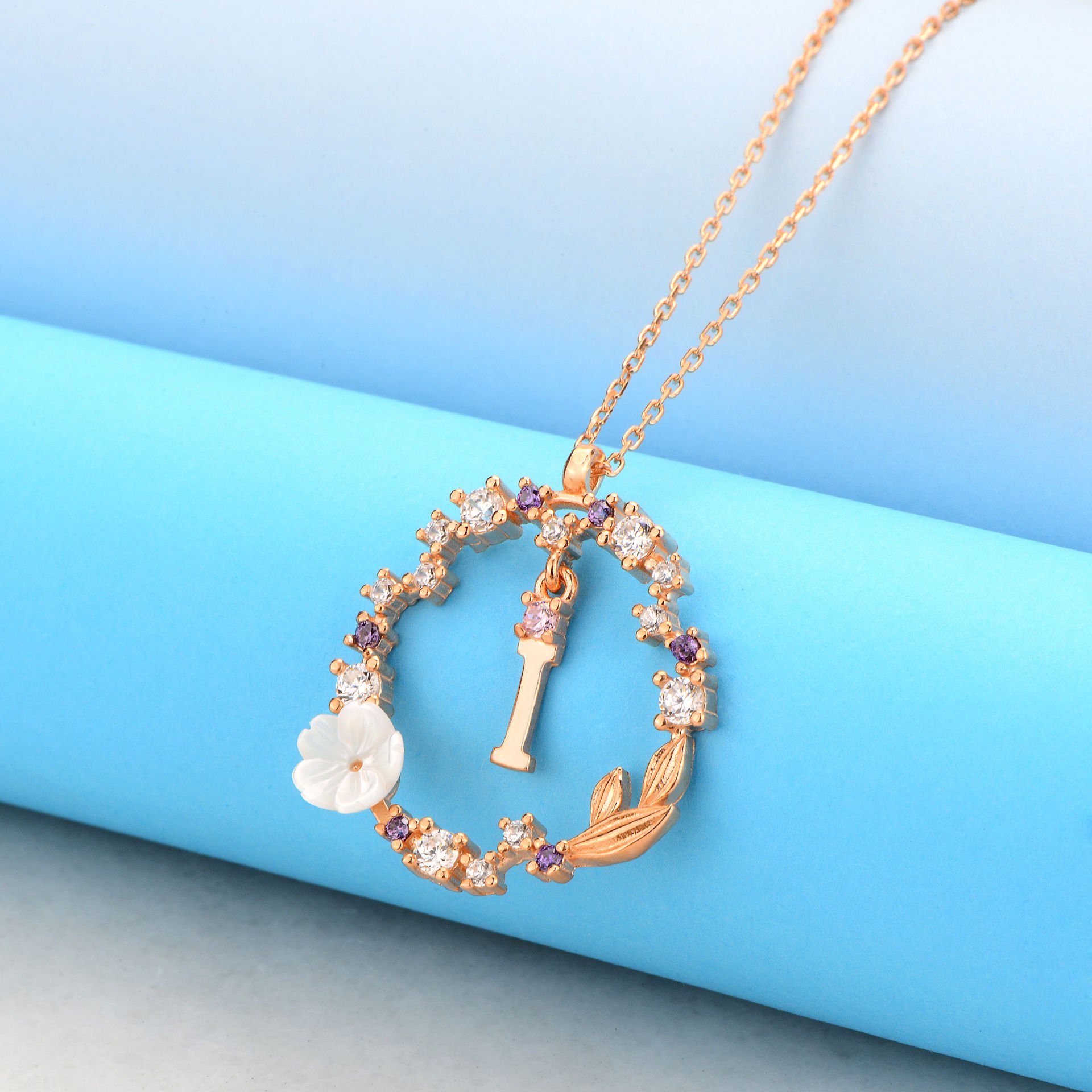 925 Ayar Gümüş Papatya Harfli Hayalet Kolye I