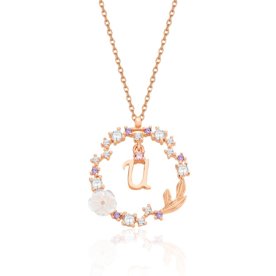 925 Ayar Gümüş Papatya Harfli Hayalet Kolye Ü