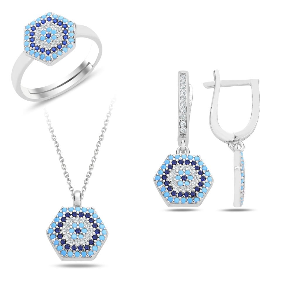 925 Ayar Gümüş Nazar Boncuklu Mini Set