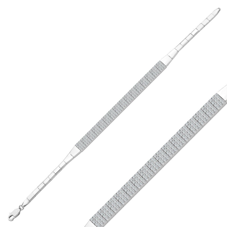 925 Ayar Gümüş 4 Sıra Zincir Harfli Su Yolu Bileklik