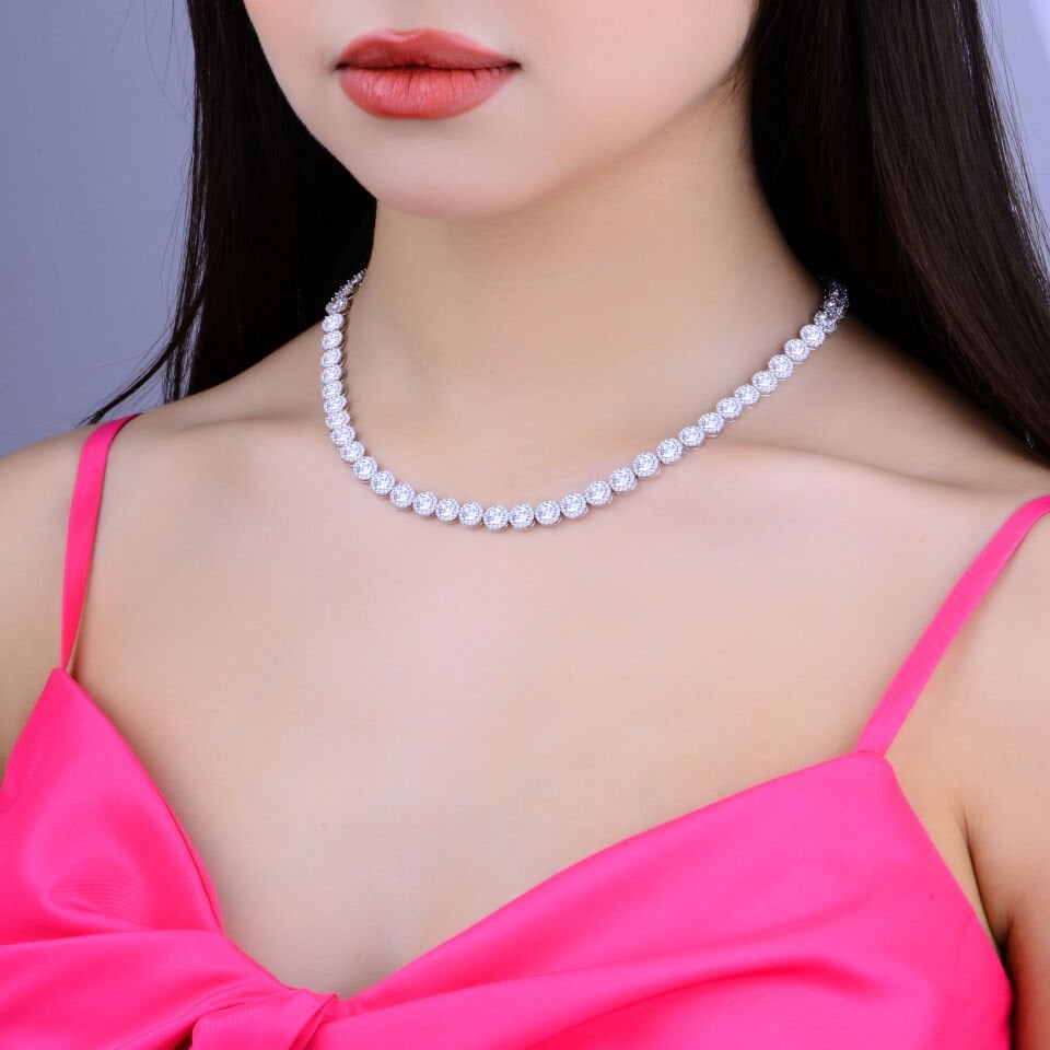 925 Ayar Gümüş 4 MM Pırlanta Taşlı Tam Tur Su Yolu Set