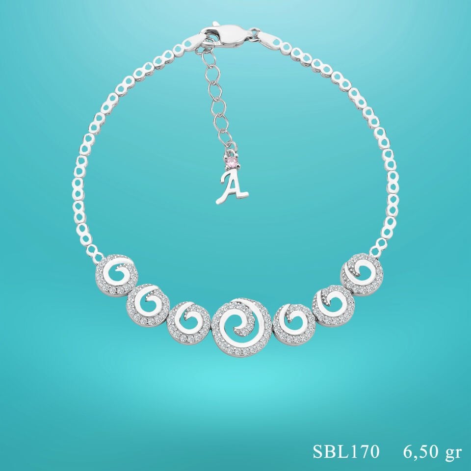 925 Ayar Gümüş Zincir Harfli Su Yolu Bileklik