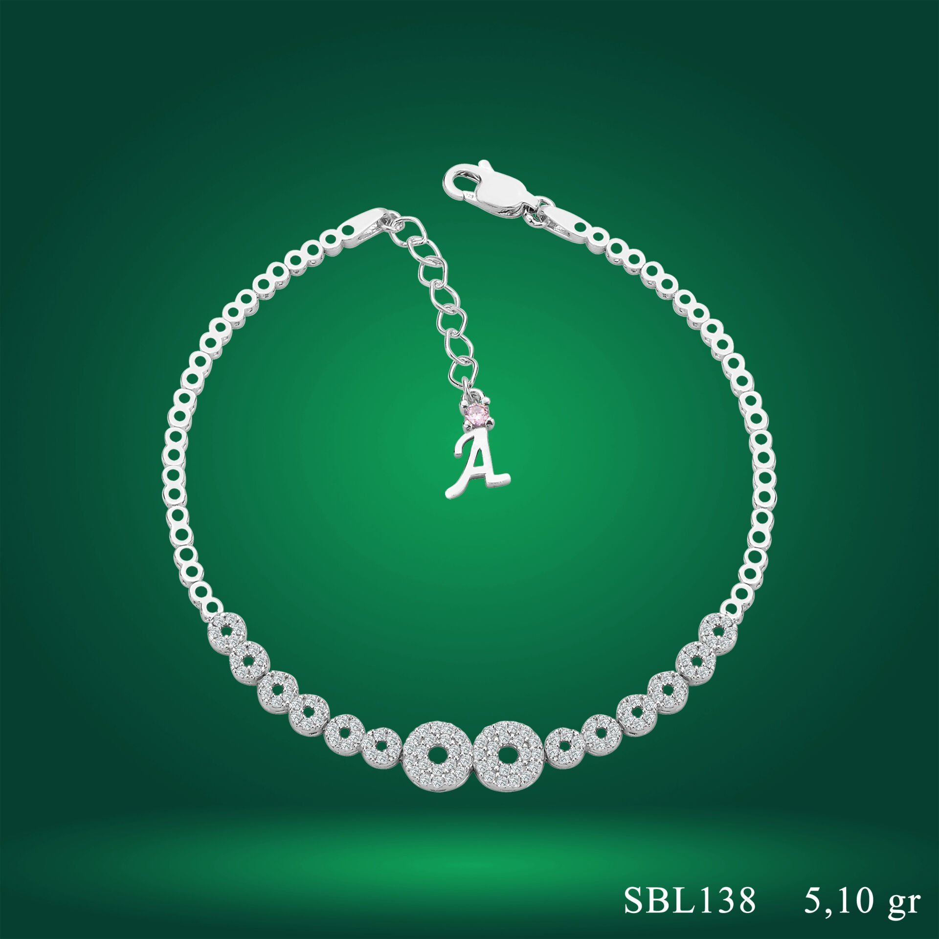 925 Ayar Gümüş Sonsuzluk Model Zincir Harfli Su Yolu Bileklik