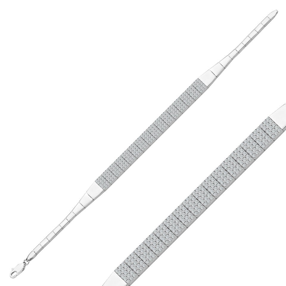 925 Ayar Gümüş 5 Sıra Zincir Harfli Su Yolu Bileklik