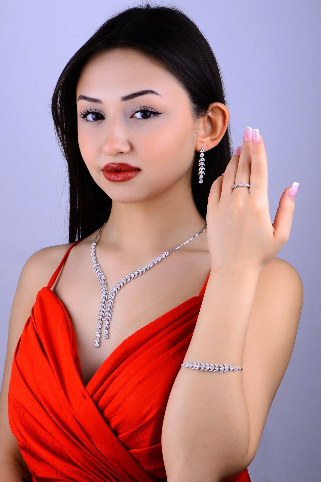 925 Ayar Gümüş Buğday Model Çift Salkım Su Yolu Set