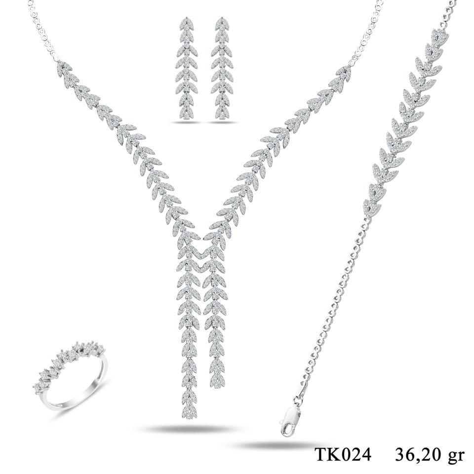 925 Ayar Gümüş Buğday Model Çift Salkım Su Yolu Set