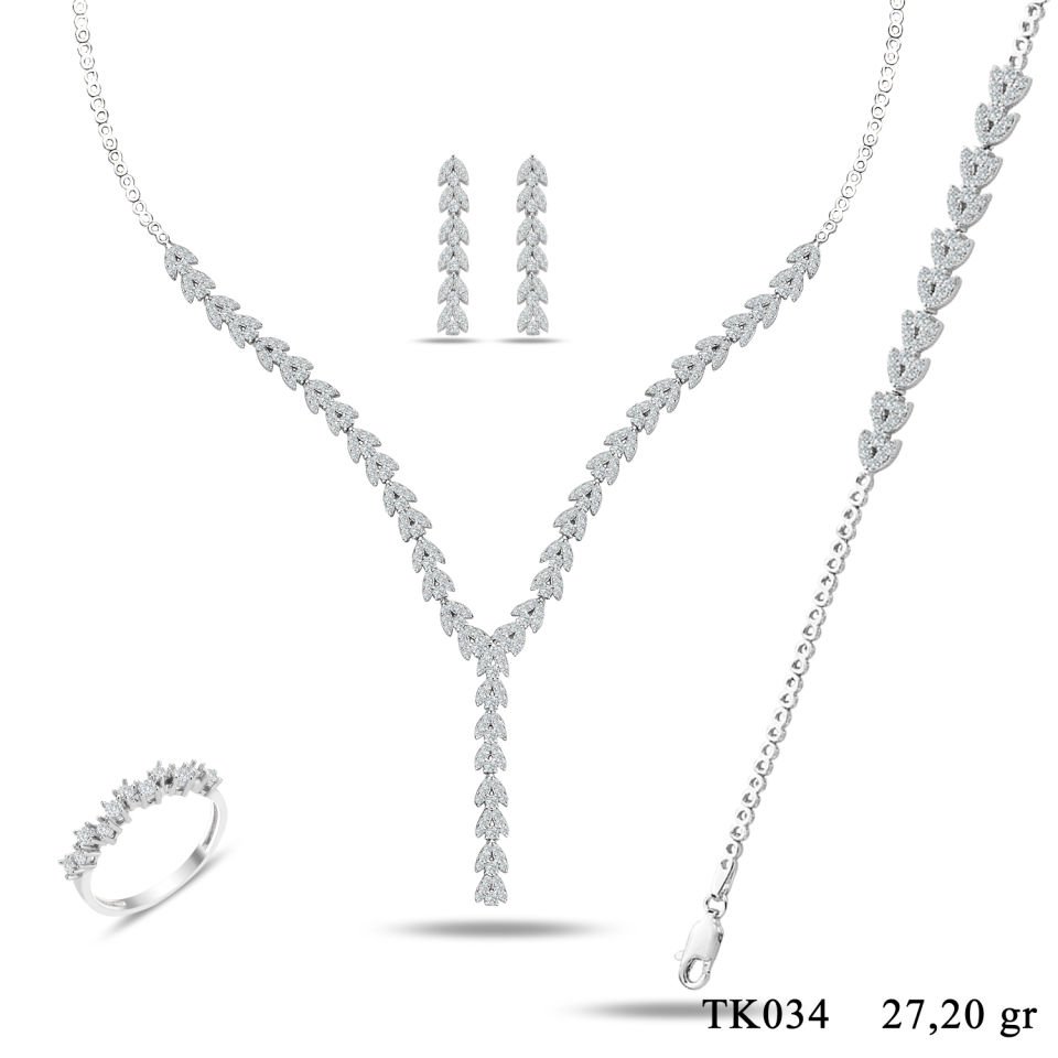 925 Ayar Gümüş Buğday Model  Salkım Su Yolu Set