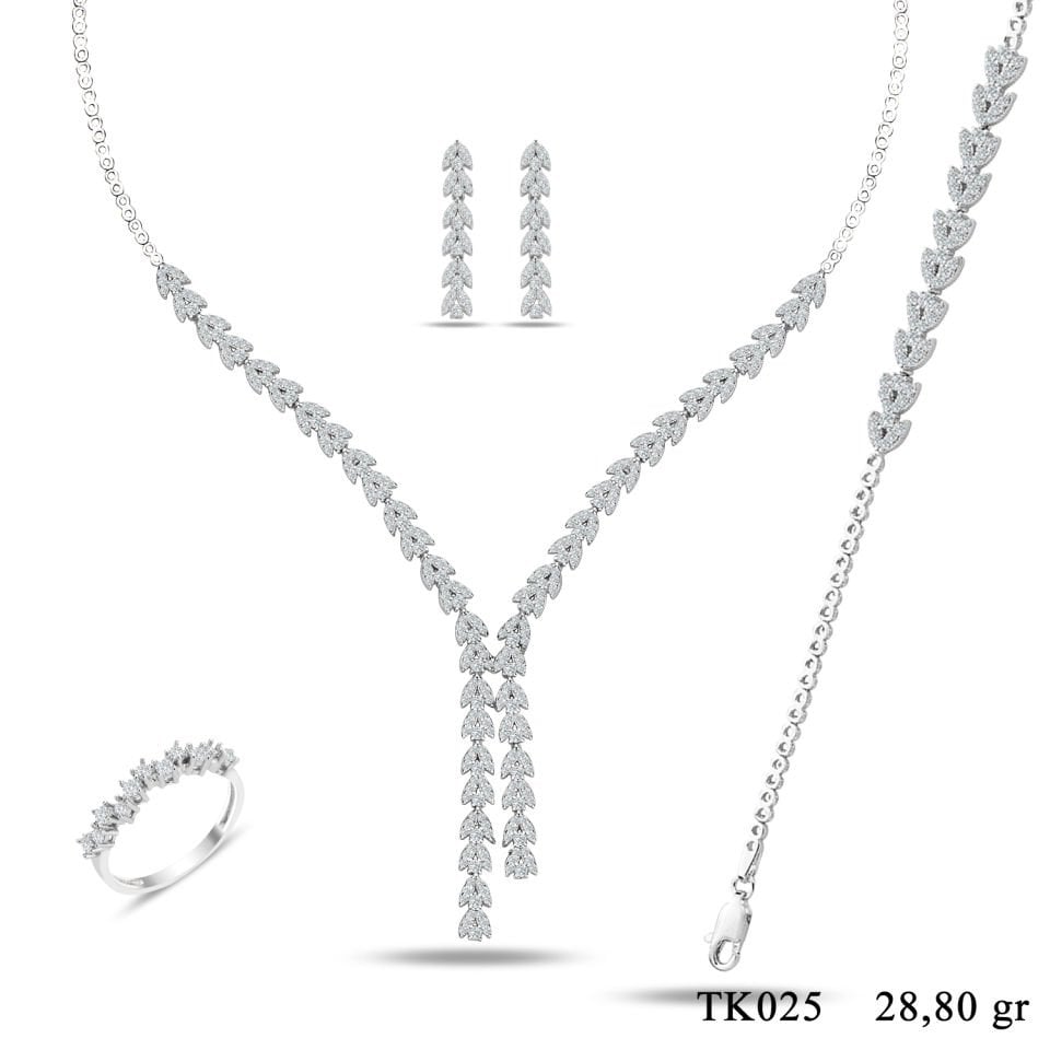 925 Ayar Gümüş Buğday Model Çift Salkım Su Yolu Set