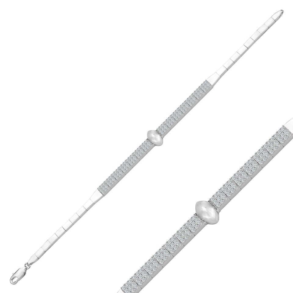 925 Ayar Gümüş 3 Sıra Mekik Zincir Harfli Su Yolu Bileklik