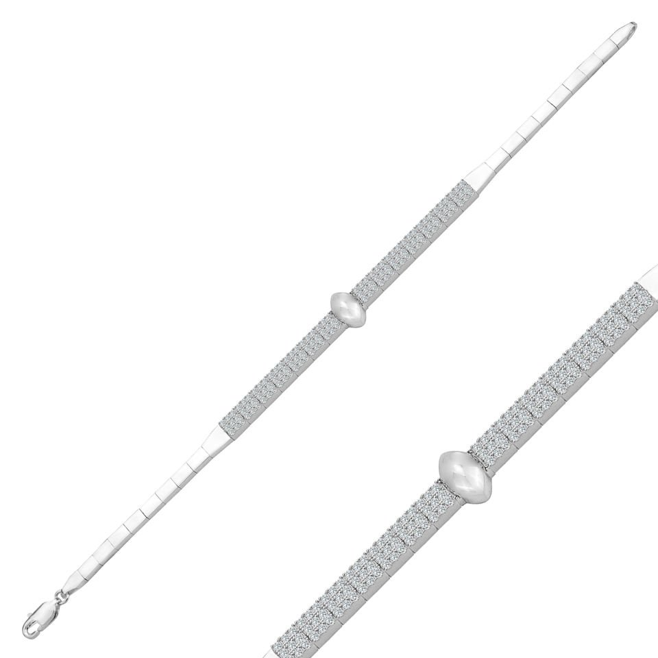 925 Ayar Gümüş 3 Sıra Mekik Zincir Harfli Su Yolu Bileklik