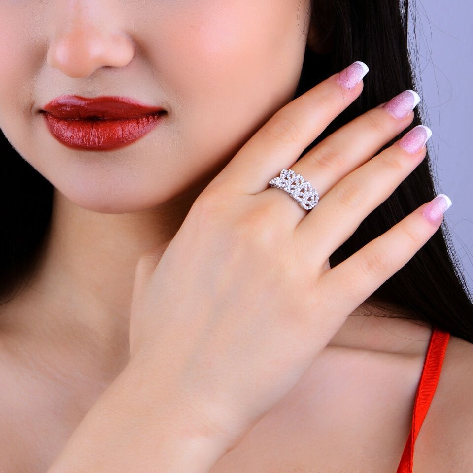 925 Ayar Gümüş Ful Taşlı Balık Model Su Yolu Set