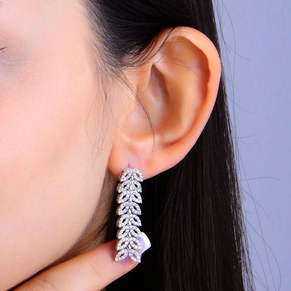 925 Ayar Gümüş Ful Taşlı Balık Model Su Yolu Set