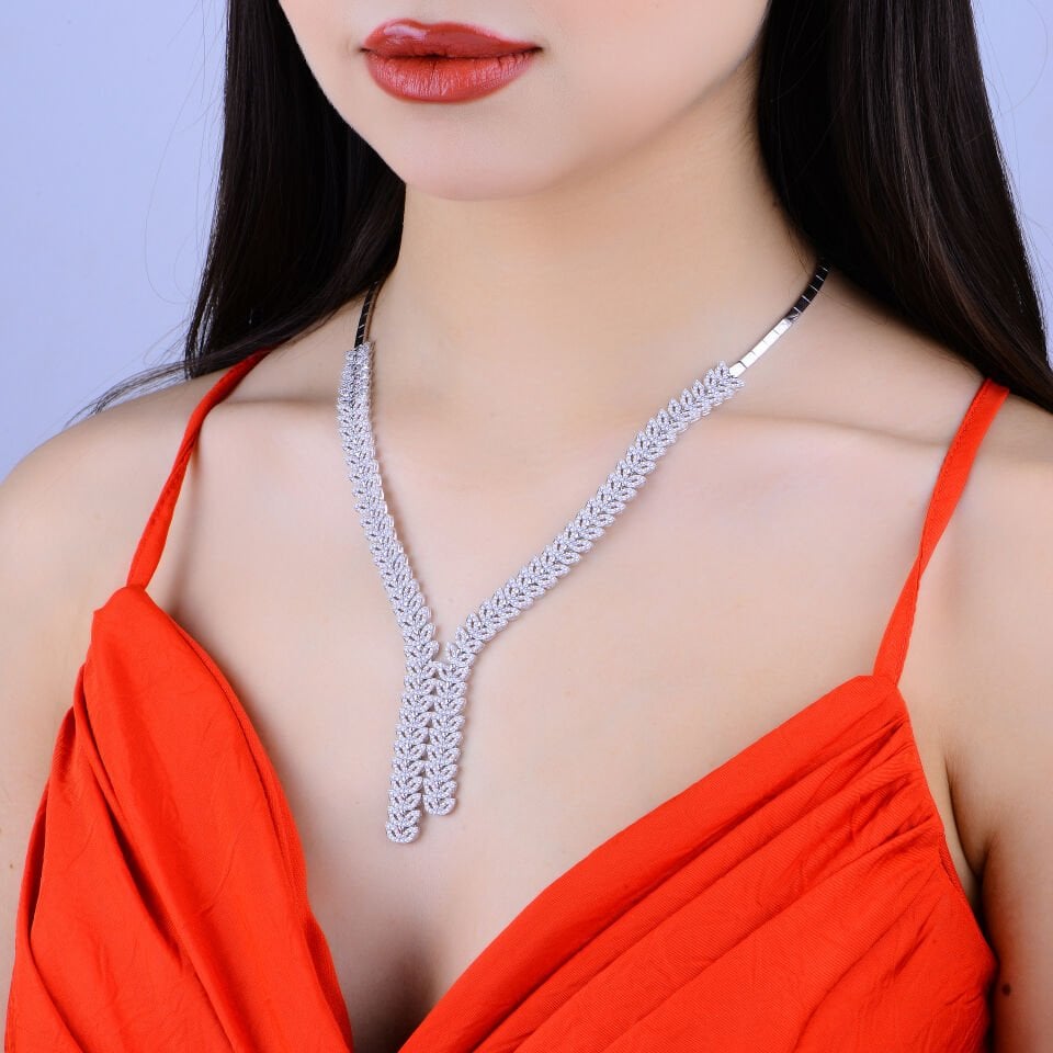 925 Ayar Gümüş Ful Taşlı Balık Model Su Yolu Set