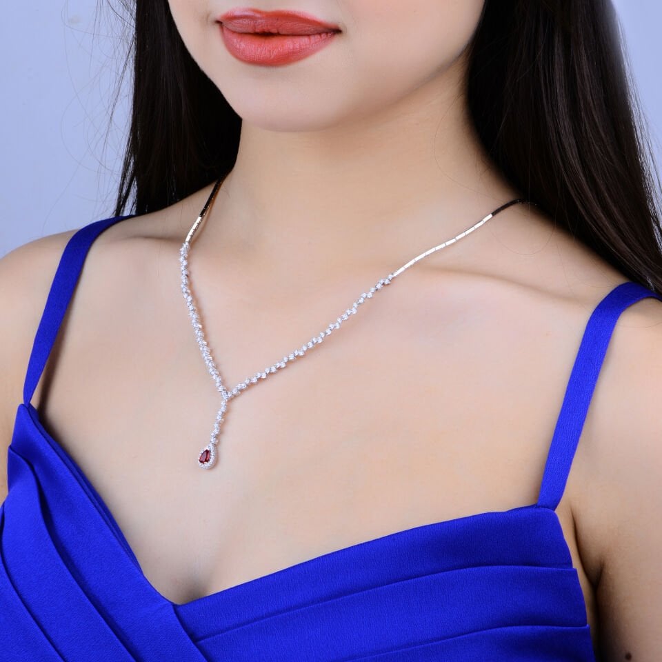 925 Ayar Gümüş Pırlanta Montür Damla Salkım Su Yolu Set