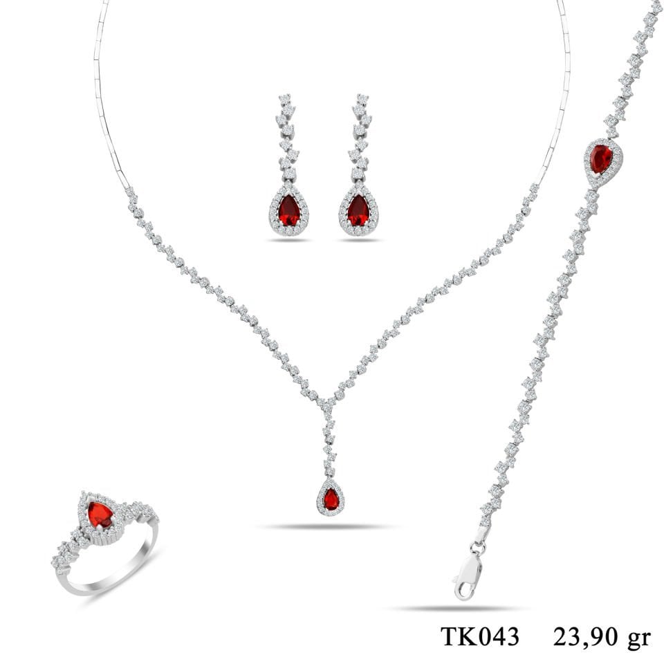 925 Ayar Gümüş Pırlanta Montür Damla Salkım Su Yolu Set