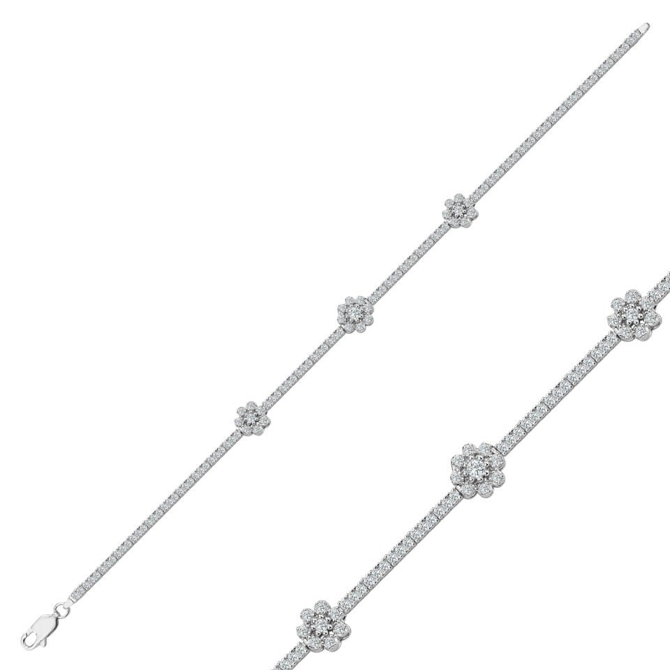 925 Ayar Gümüş Papatya Model Zincir Harfli Su Yolu Bileklik