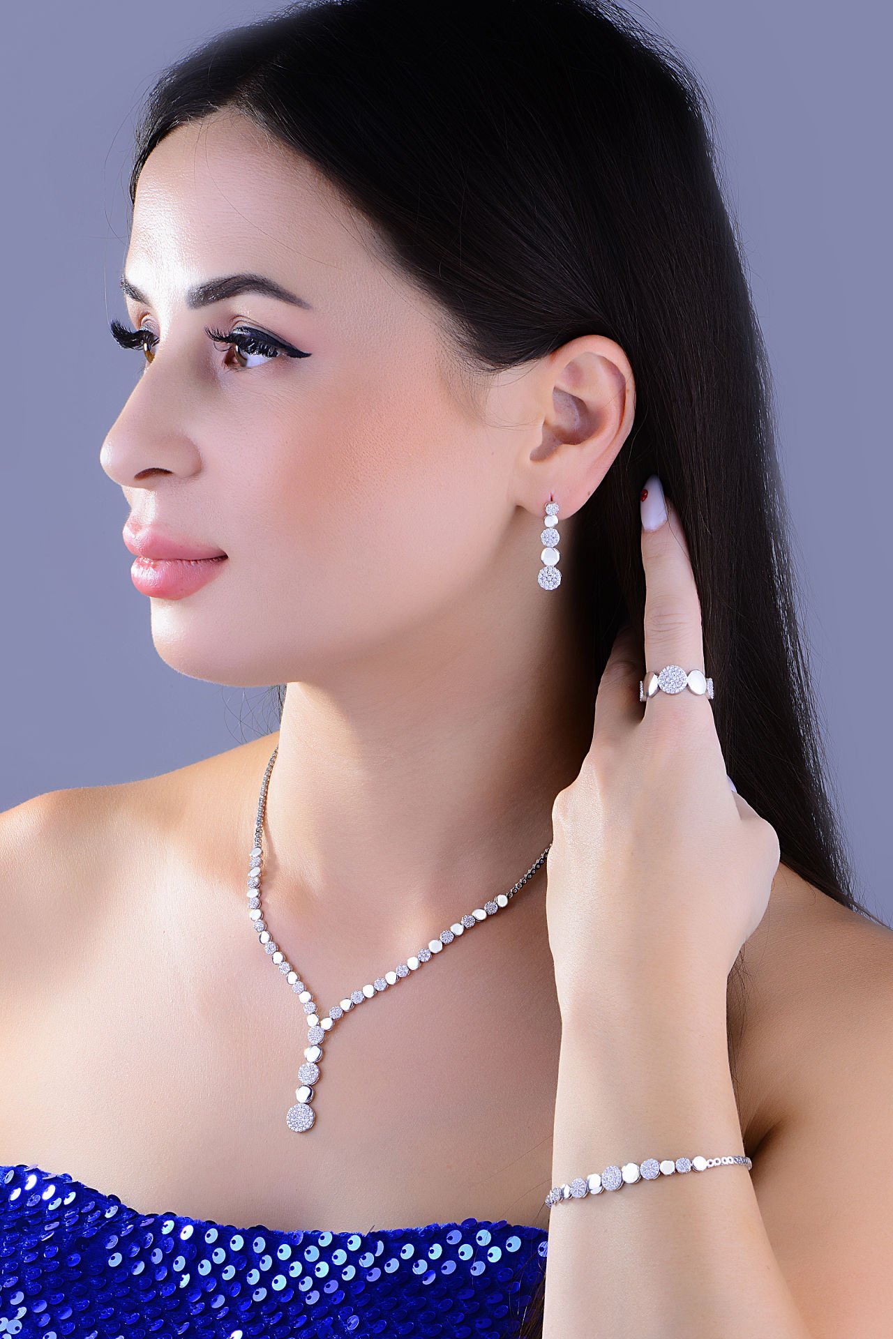 BARIŞ TAKI 925 Ayar Gümüş  Pırlanta Montör Su Yolu Set