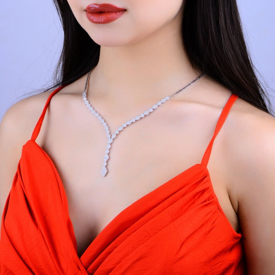 925 Ayar Gümüş Badem Tanesi Sıralı Salkım Su Yolu Set